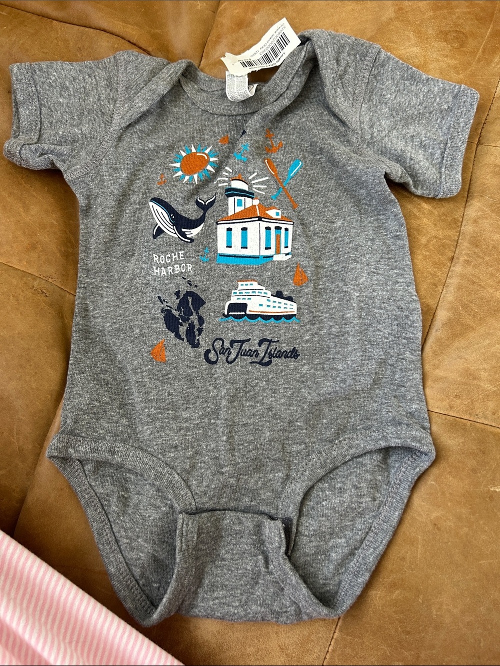 NWT Grey 'Roche Harbor' baby onesie 12 months